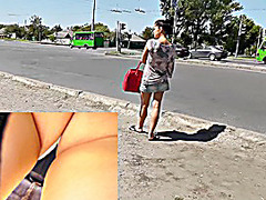 Hawt and gripping outdoor upskirt