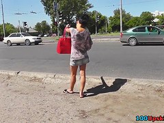 Hawt and gripping outdoor upskirt