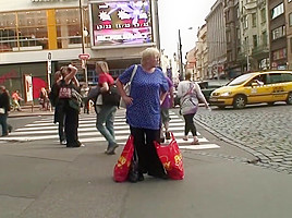 He helps blonde granny