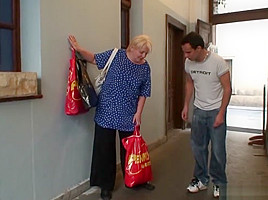 He helps blonde granny