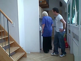 He helps blonde granny