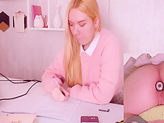 Helping My Stepsister With Homework But Shes Too Distracted With Vibro Plug In Her Ass! 13 Min