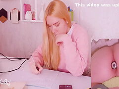 Helping My Stepsister With Homework But Shes Too Distracted With Vibro Plug In Her Ass! 13 Min