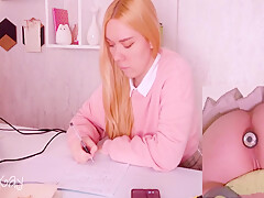 Helping My Stepsister With Homework But Shes Too Distracted With Vibro Plug In Her Ass! 13 Min