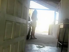 Hidden Hot Girl Plays with Dildo on Car in Public