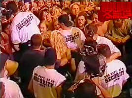 Hole's Courtney Love in topless on stage at the Big Day Out 1999