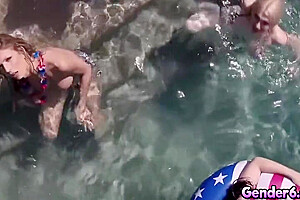Holy Fuck! Gender6 Nails Is In This Epic Trans Pool Party! With Kasey Kei, Izzy Wilde And Jade Venus