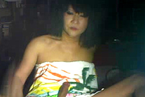 Homemade asian TS wanks and cums