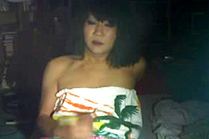 Homemade asian TS wanks and cums