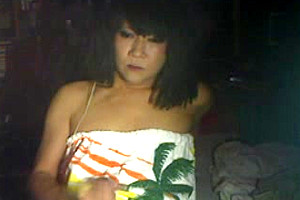 Homemade asian TS wanks and cums