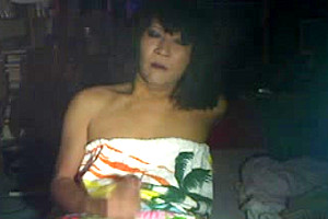 Homemade asian TS wanks and cums