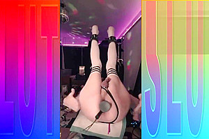 Hooded Sissy Bondage Slut Fuckes Her Pussy With Two Toys