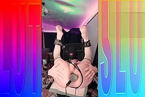Hooded Sissy Bondage Slut Fuckes Her Pussy With Two Toys