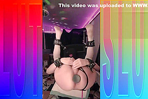 Hooded Sissy Bondage Slut Fuckes Her Pussy With Two Toys