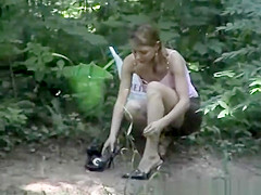 Hooker caught changing her clothes in forest