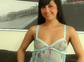 Horny Cutie Moans While Fucking Her Little Cunt