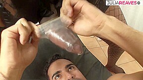 Horny Guy Cums While Sucking Cum Off Lovers Cock After Hard Fuck - HornyShemales