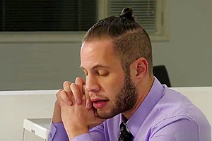 Horny Trans Melanie Brooks sucks and fucks hot office mate