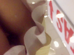 Horny Wife upskirt no panties in mall dare in slow motion