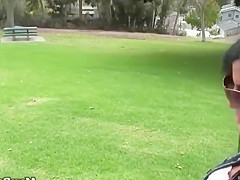 Horny mature milf cougar fucks outside and give blowjob outsi