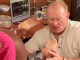 Hot Black Chick Sucks White Cock In Office