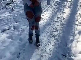 Hot Blonde In The Winter Forest Sex In The Woods