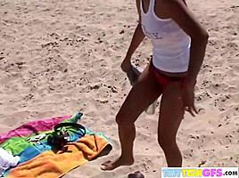 Hot BrookeSkye with wearning lingerie Beach Bitch