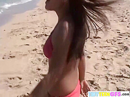 Hot BrookeSkye with wearning lingerie Beach Bitch