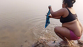 Hot Desi Sexy Girl Having Fun Here With Village Boyfriend Taking Bath On River