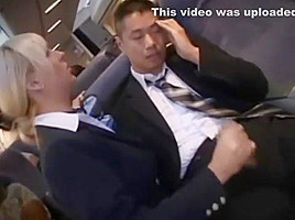 Hot Handjob from sexy Stewardess