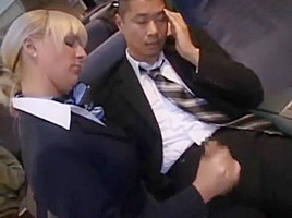 Hot Handjob from sexy Stewardess