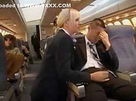 Hot Handjob from sexy Stewardess