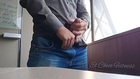 Hot Latino Jerks His Cock In His Bosss Office Until He
