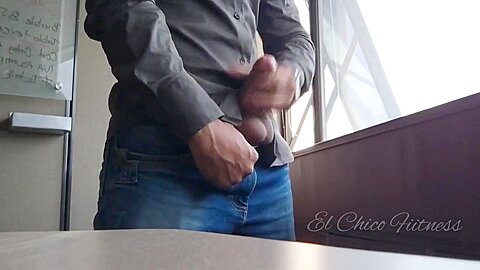 Hot Latino Jerks His Cock In His Bosss Office Until He