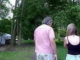 Hot Young Blonde Rides Grandpa Cowgirl Then He Cums In Her Mouth And She Swallows