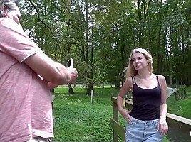 Hot Young Blonde Rides Grandpa Cowgirl Then He Cums In Her Mouth And She Swallows