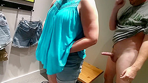 Hot amateur milf creampied in Outlet Mall dressing room