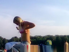 Hot blond puts a new top on