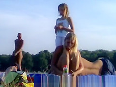 Hot blond puts a new top on