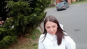 Hot brunette russian tricked that she'll get paid for sex