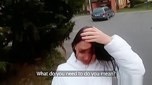 Hot brunette russian tricked that she'll get paid for sex