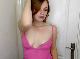 Hot busty Katie Lou showing off her downblouse beauty