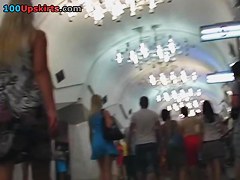 Hot cunt cameltoe up the petticoat of golden-haired sweetheart