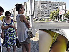 Hot doll in street upskirt