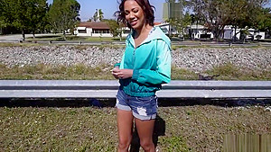 Hot ebony getting pussyfucked on a moving van