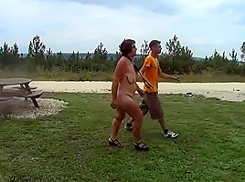 Housewife Slave beeing used Outdoor by Young Stud