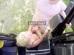 Hugetits cabbie banged by lucky passenger