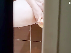 Husband Caught His Horny Wife Masturbating With Dildo In The Shower So He Looked On Her Until Orgasm