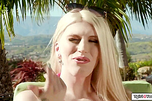 Izzy Wilde, Big T And Rebel Rhyder - Blonde Dped By Ts And A Tgirl