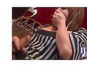 Japanese ladyboy cums hard in restaurant